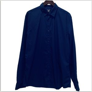 EUC H&M Easy Iron Dark Blue Button Dress Shirt XL